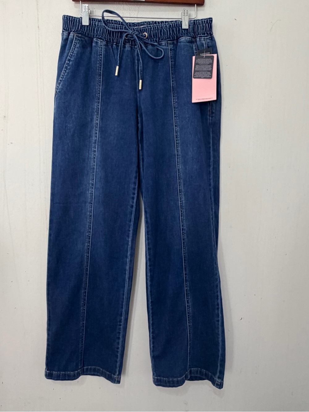 Juicy Couture Womens Wide Leg Jeans Rhinestone Y2K Drawstring Denim NWT